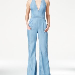 Halter denim jumpsuit